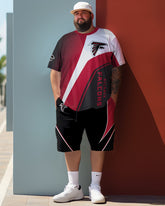 Ensemble de t-shirts grande taille pour hommes, colorblock noir, rouge et blanc, style équipe